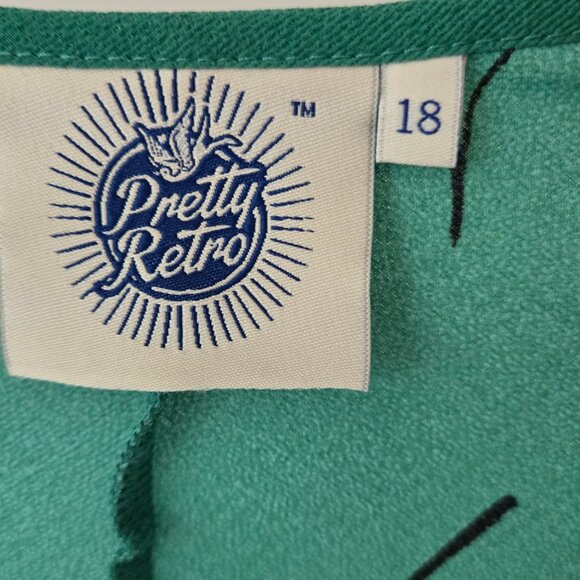 Pretty Green Midi-Dress, Retro 40's styling, Size 18 (fits a size 16) - Picture 3 of 14